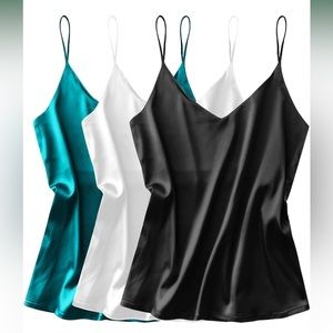 3 Satin tank tops- Jewel tones